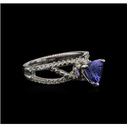 1.30ct Tanzanite and Diamond Ring - 14KT White Gold