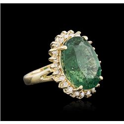 14KT Yellow Gold 9.11ct Emerald and Diamond Ring