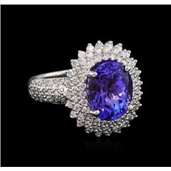 5.75ct Tanzanite and Diamond Ring - 14KT White Gold