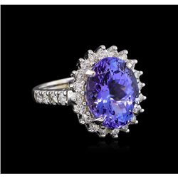 7.02ct Tanzanite and Diamond Ring - 14KT White Gold