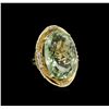 Image 1 : 14KT Yellow Gold 27.45ct Green Quartz and Diamond Ring