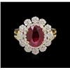 Image 2 : 3.02ct Ruby and Diamond Ring - 14KT Yellow Gold