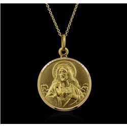 18KT Yellow Gold Sacred Heart Pendant With Chain