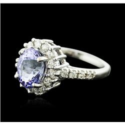 14KT White Gold 2.81ct Tanzanite and Diamond Ring