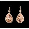 Image 1 : 18.58ctw Morganite and Diamond Earrings - 14KT Rose Gold