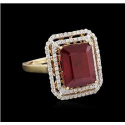 8.13ct Ruby and Diamond Ring - 14KT Yellow Gold