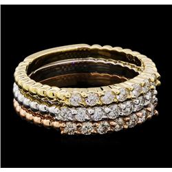 0.65ctw Diamond Ring Set - 14KT Tri Color Gold