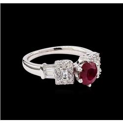 1.37ct Ruby and Diamond Ring - 18KT White Gold