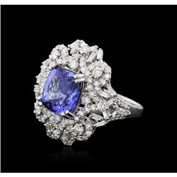 14KT White Gold 4.55ct Tanzanite and Diamond Ring