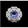 Image 2 : 14KT White Gold 4.55ct Tanzanite and Diamond Ring