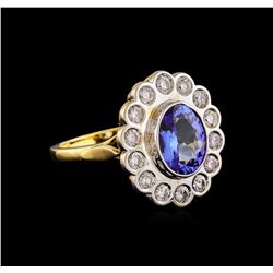 2.65ct Tanzanite and Diamond Ring - 14KT Two-Tone Gold