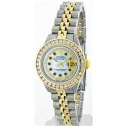 Rolex Two-Tone 2.50ctw Diamond and Sapphire DateJust Ladies Watch