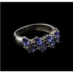 1.36ctw Tanzanite and Diamond Ring - 14KT White Gold