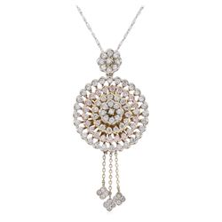 14KT Tri-Color Gold 2.09ctw Diamond Pendant With Chain