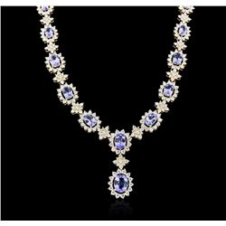 14KT Yellow Gold 10.54ctw Tanzanite and Diamond Necklace