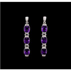 Crayola 15.60ctw Amethyst and White Sapphire Earrings - .925 Silver