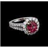 Image 1 : 2.01ct Tourmaline and Diamond Ring - 18KT White Gold