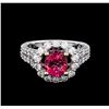 Image 2 : 2.01ct Tourmaline and Diamond Ring - 18KT White Gold