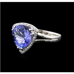 14KT White Gold 5.80ct Tanzanite and Diamond Ring