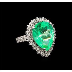 GIA Cert 9.66ct Emerald and Diamond Ring - 14KT White Gold