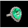 Image 1 : GIA Cert 9.66ct Emerald and Diamond Ring - 14KT White Gold