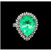 Image 2 : GIA Cert 9.66ct Emerald and Diamond Ring - 14KT White Gold