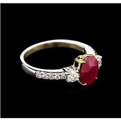 1.78ct Ruby and Diamond Ring - 18KT Two-Tone Gold