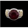 Image 2 : 14KT Two-Tone Gold 9.57ct Ruby and Diamond Ring