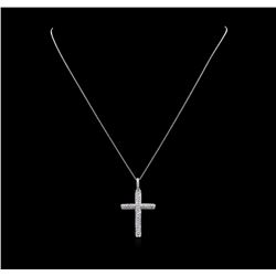 1.02ctw Diamond Cross Pendant With Chain - 14KT White Gold