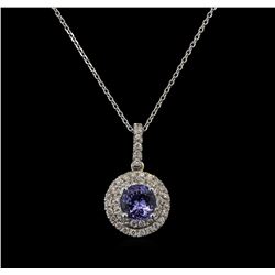 1.40ct Tanzanite and Diamond Pendant With Chain - 14KT White Gold