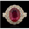 Image 2 : 14KT Yellow Gold 3.44ct Ruby and Diamond Ring