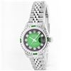 Image 1 : Rolex Stainless Steel 1.00ctw Diamond and Emerald DateJust Ladies Watch