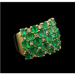 4.48ctw Emerald and Diamond Ring - 14KT Yellow Gold