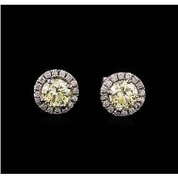 1.90ctw Fancy Light Yellow Diamond Earrings - 18KT White Gold