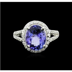 14KT White Gold 4.19ct Tanzanite and Diamond Ring