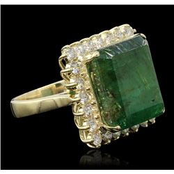 14KT Yellow Gold 15.19ct Emerald and Diamond Ring