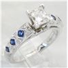 Image 5 : 1.22ctw Diamond and Sapphire Ring - 14KT White Gold