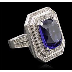 Platinum 15.86ct Tanzanite and Diamond Ring