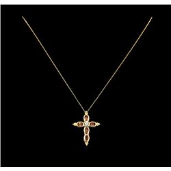 3.00ctw Topaz and Diamond Cross Pendant With Chain - 10KT Yellow Gold