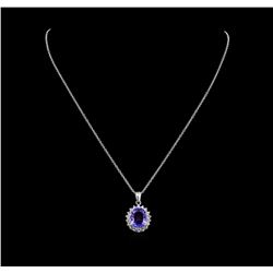 5.36ct Tanzanite and Diamond Pendant - 14KT White Gold