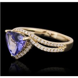 14KT Yellow Gold 1.03ct Tanzanite and Diamond Ring