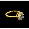 Image 1 : 0.60ct Sapphire and Diamond Ring - 18KT Yellow Gold