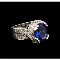 4.20ct Tanzanite and Diamond Ring - 14KT White Gold