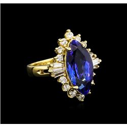 4.80ct Tanzanite and Diamond Ring - 14KT Yellow Gold