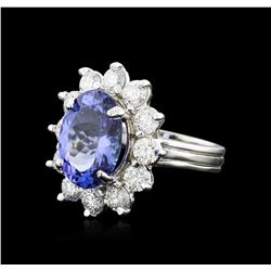 14KT White Gold 6.57ct Tanzanite and Diamond Ring