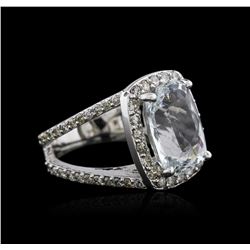 14KT White Gold 7.07ct Aquamarine and Diamond Ring