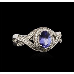 14KT White Gold 0.93ct Tanzanite and Diamond Ring