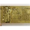 Image 2 : #139-24K GOLD FOIL CANADIAN ONE HUNDRED DOLLAR