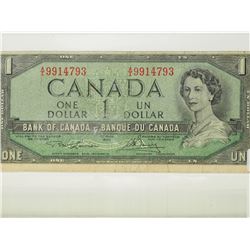 #142-CANADIAN 1954 1 DOLLAR BILL.
