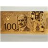 Image 1 : #147-24K GOLD FOIL CANADIAN ONE HUNDRED DOLLAR